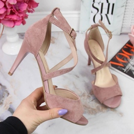 Sandalias rosas con tacón alto W Sergio Leone rosado 1