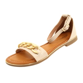 Evento Sandalias para mujeres con cadena de oro 22SD35-4876 beige 4