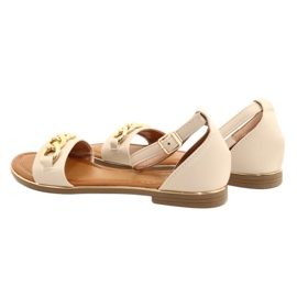 Evento Sandalias para mujeres con cadena de oro 22SD35-4876 beige 6