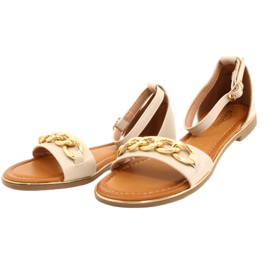 Evento Sandalias para mujeres con cadena de oro 22SD35-4876 beige 3