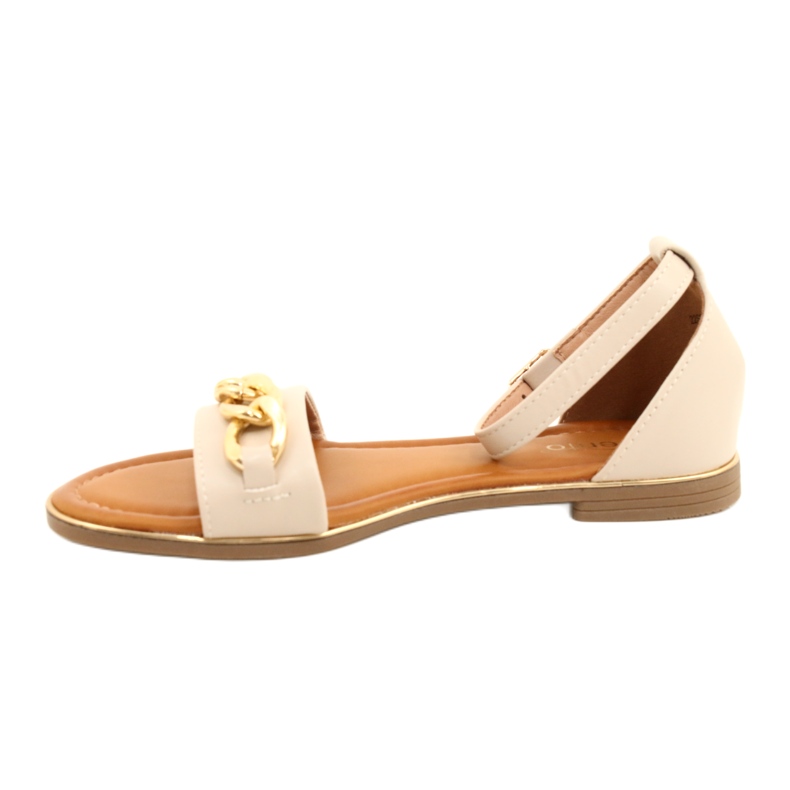Evento Sandalias para mujeres con cadena de oro 22SD35-4876 beige 2