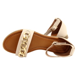 Evento Sandalias para mujeres con cadena de oro 22SD35-4876 beige 5