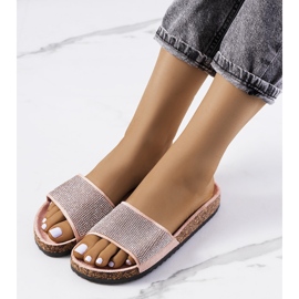 Zapatillas casa Jorja rosa con suela de corcho rosado 1