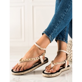 Seastar Sandalias chanclas con cadena decorativa beige 2