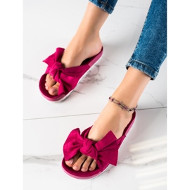 SHELOVET Zapatillas de moda con un lazo rosado 1 SHELOVET Zapatillas de moda con un lazo rosado 1