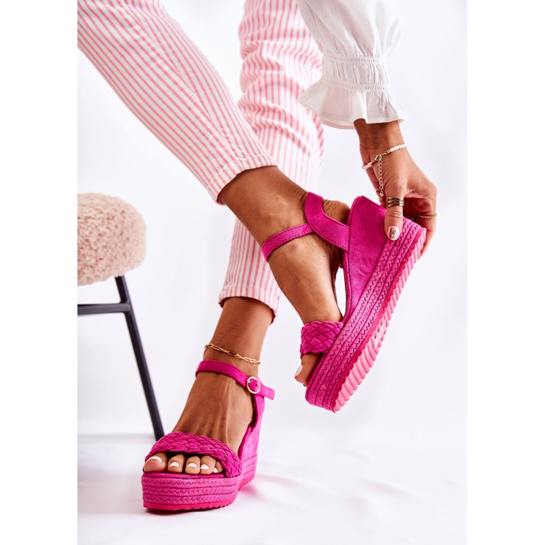 FB2 Sandalias Cuña Ante Fucsia Gabriel rosa 2