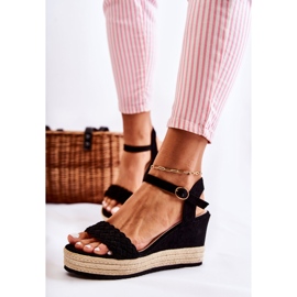 FB2 Sandalias de cuña de ante negro Gabriela beige 1