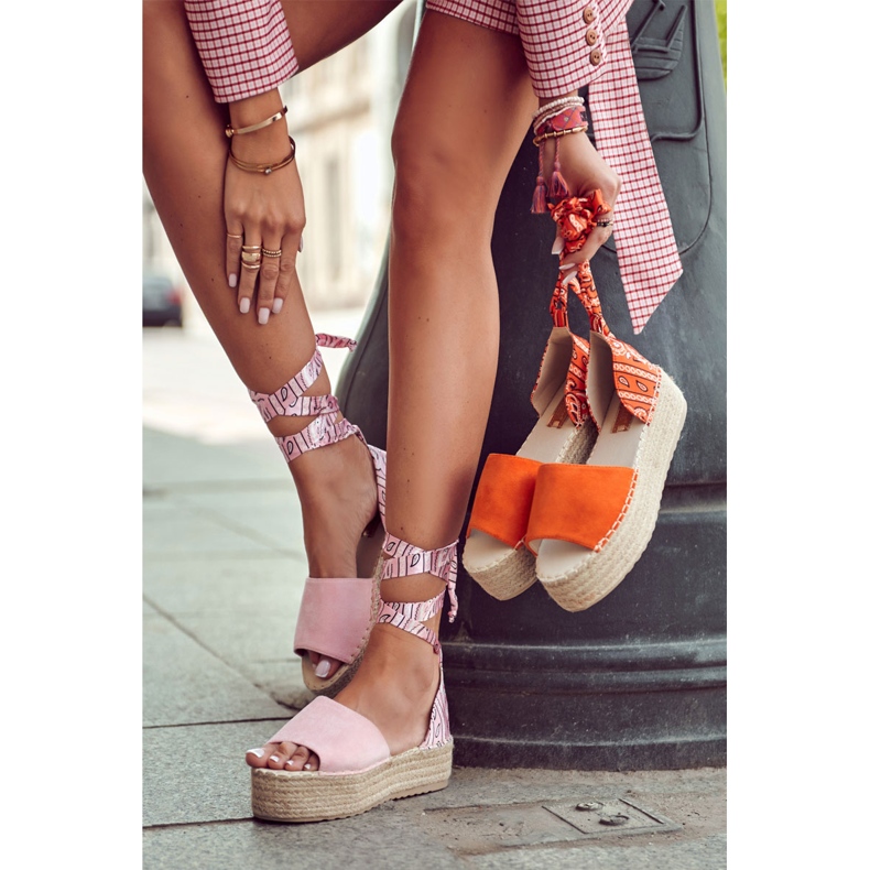 FB2 Sandalias Cuña Ante Naranja Livia 1