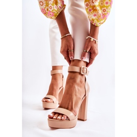FB1 Sandalias De Cuero Sobre Una Barra Beige Médanos 6