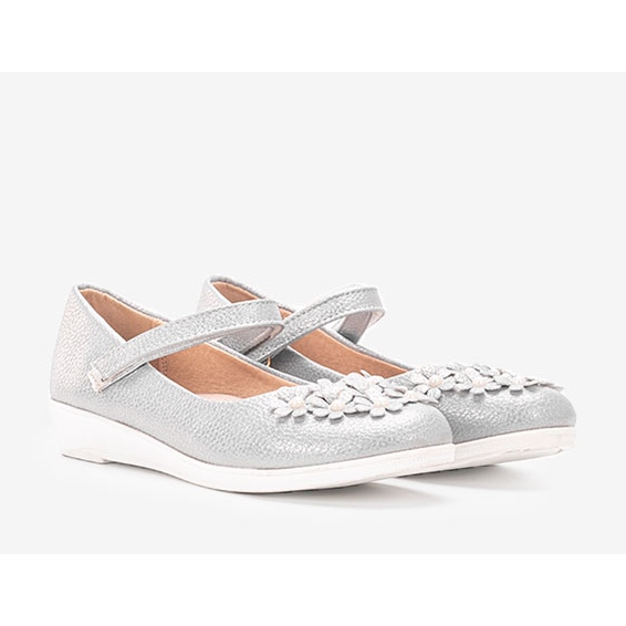 Bailarinas grises brillantes para niños Alaja plata 1