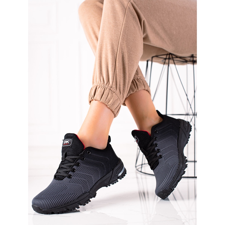 DK Calzado deportivo cómodo negro gris 1