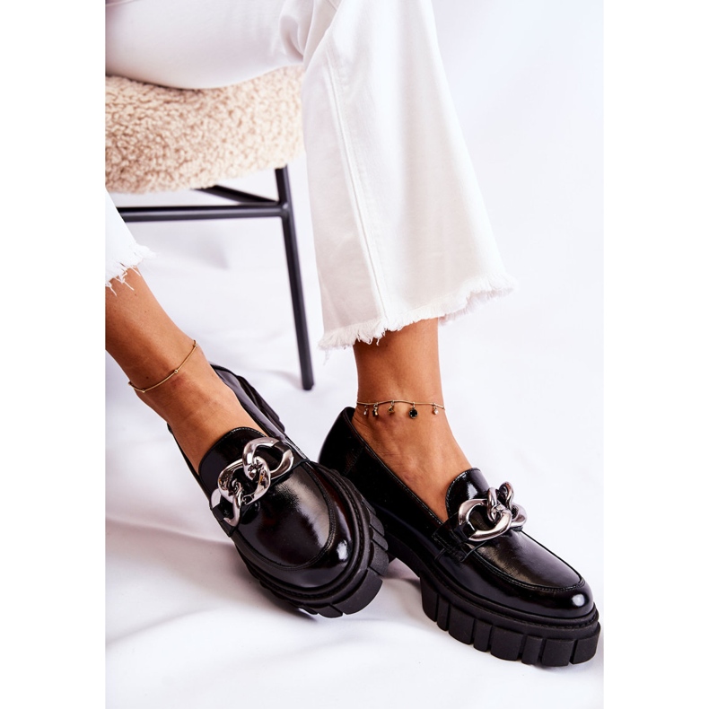 Mocasines Mujer Brogues Piel Negro-Plata Laura Messi 2339 1