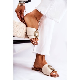PS1 Cómodas Pantuflas De Mujer Con Adorno Ginera Beige Claro 3