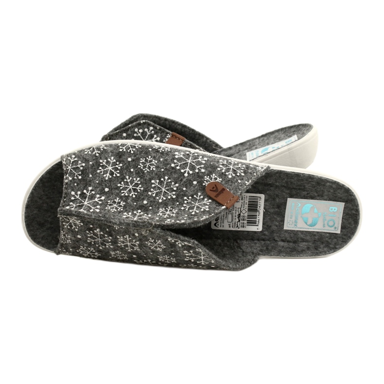 Pantuflas de fieltro con copos de nieve Adanex 24217 blanco gris 6