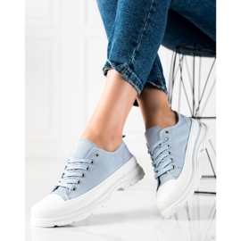SHELOVET Zapatillas azules en la plataforma 3