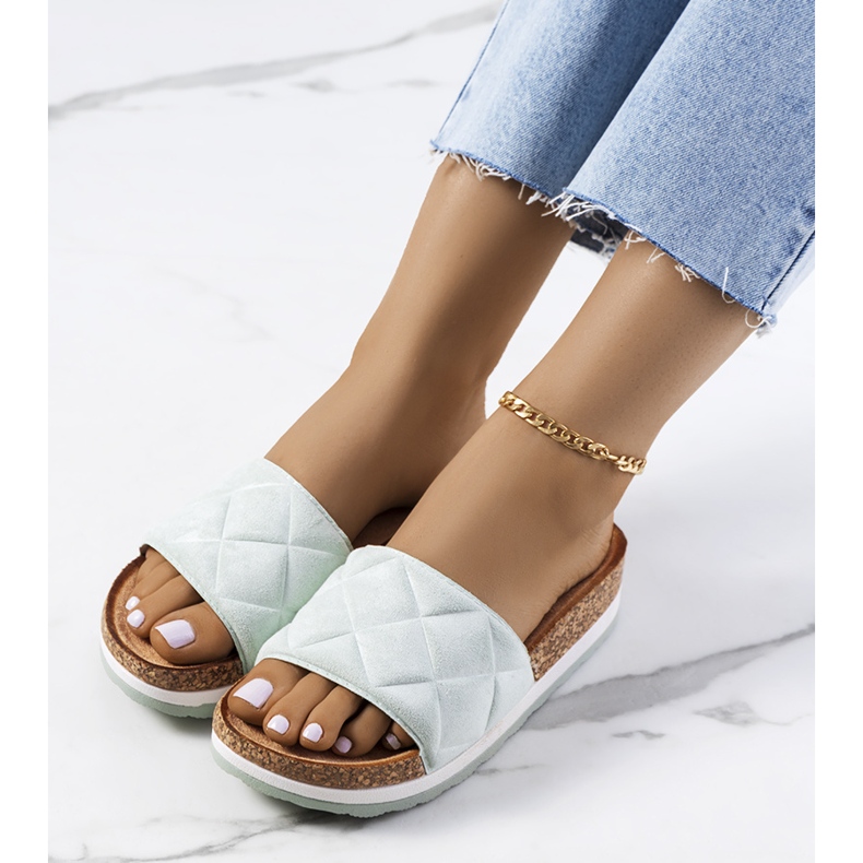 Sandalias verdes en la suela de corcho Galts 1