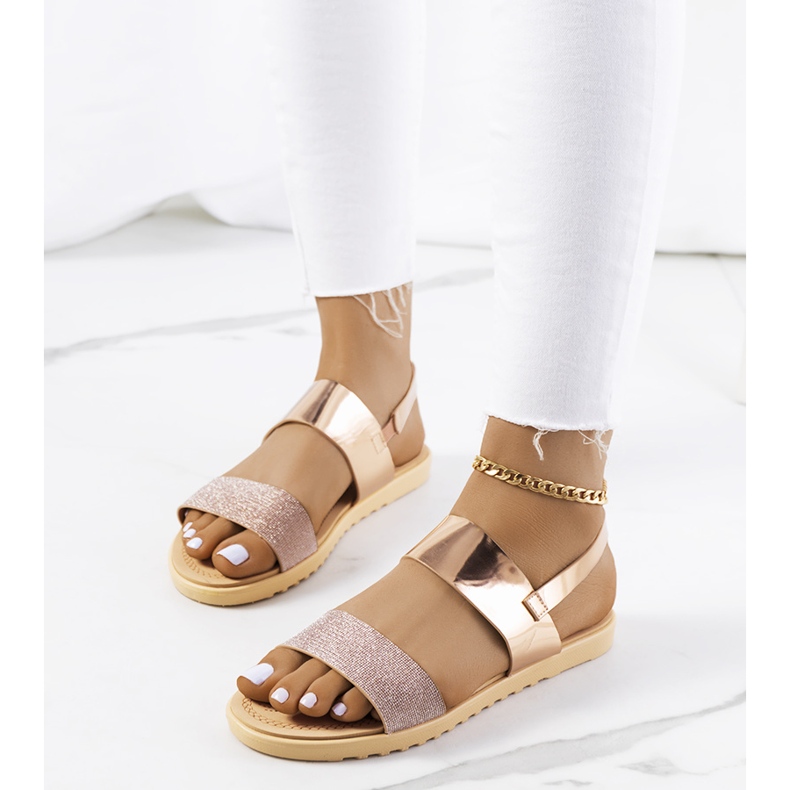 Sandalias rosas de mujer Laval multicolor dorado 1