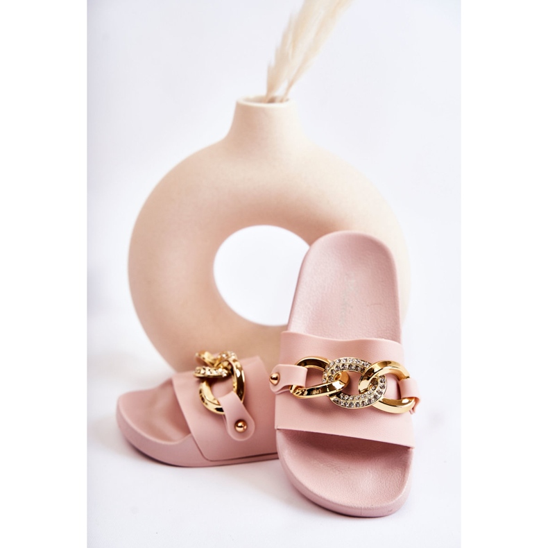 FK1 Pantuflas Infantiles De Goma Con Cadena Decorativa Rosa Suzie rosado 2