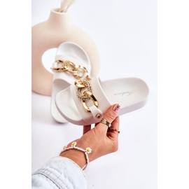 FK1 Pantuflas Infantiles De Goma Con Cadena Decorativa Blanco Suzie 3