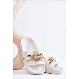 FK1 Pantuflas Infantiles De Goma Con Cadena Decorativa Blanco Suzie 1