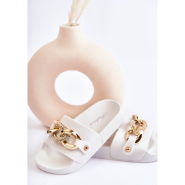 FK1 Pantuflas Infantiles De Goma Con Cadena Decorativa Blanco Suzie 4
