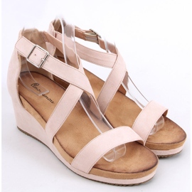 Sandalias cuña Ashlyn Nude beige rosado 1