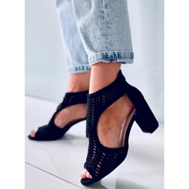 Sandalias boho calado Vivian Negro 3