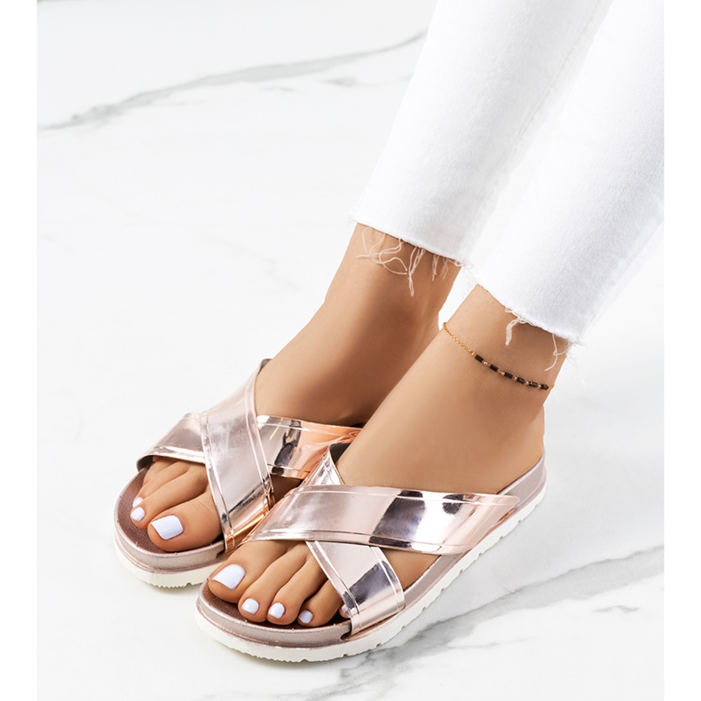 Babuchas de mujer Nicolay doradas rosado dorado 1