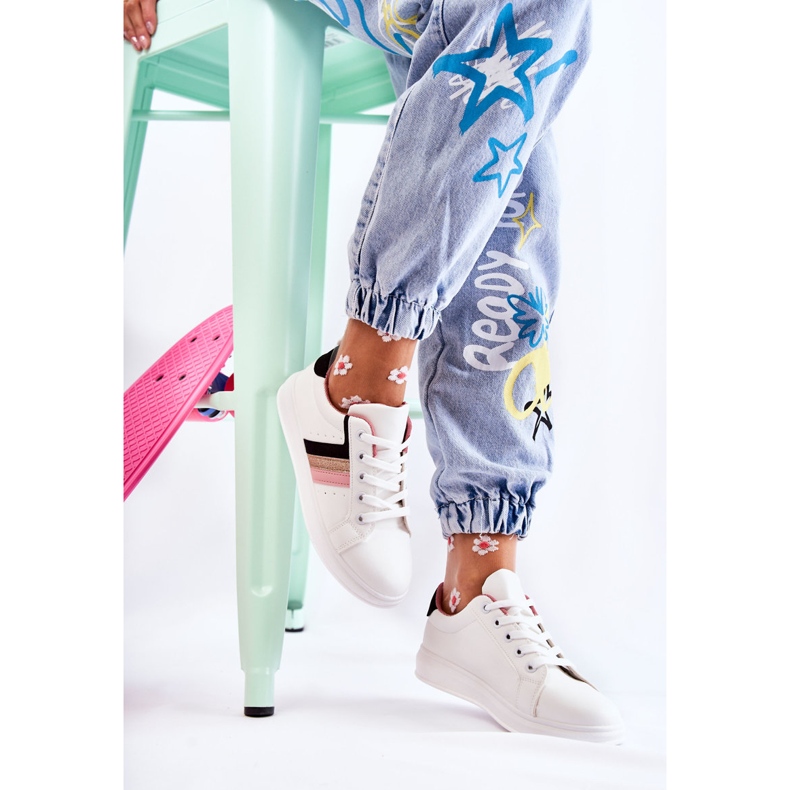 FK2 Deportivas de mujer atadas en blanco Renesme negro rosa dorado 1