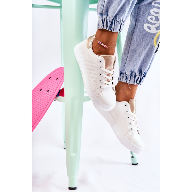 FK2 Deportivas mujer blancas Samanta blanco dorado 1