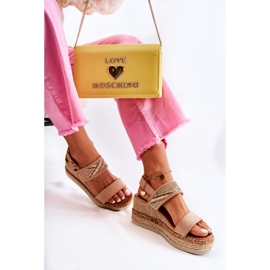 FE1 Sandalias Cuña Ante Annabel Beige 4