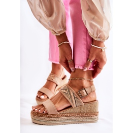 FE1 Sandalias Cuña Ante Annabel Beige 2