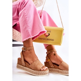 FE1 Sandalias De Ante Con Cuña Camel Lisboa beige 5