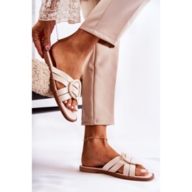 FE1 Pantuflas Sansa beige a la moda para mujer 2