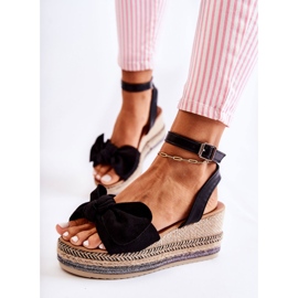 FE1 Sandalias Cuña Ante Negro Natina 4