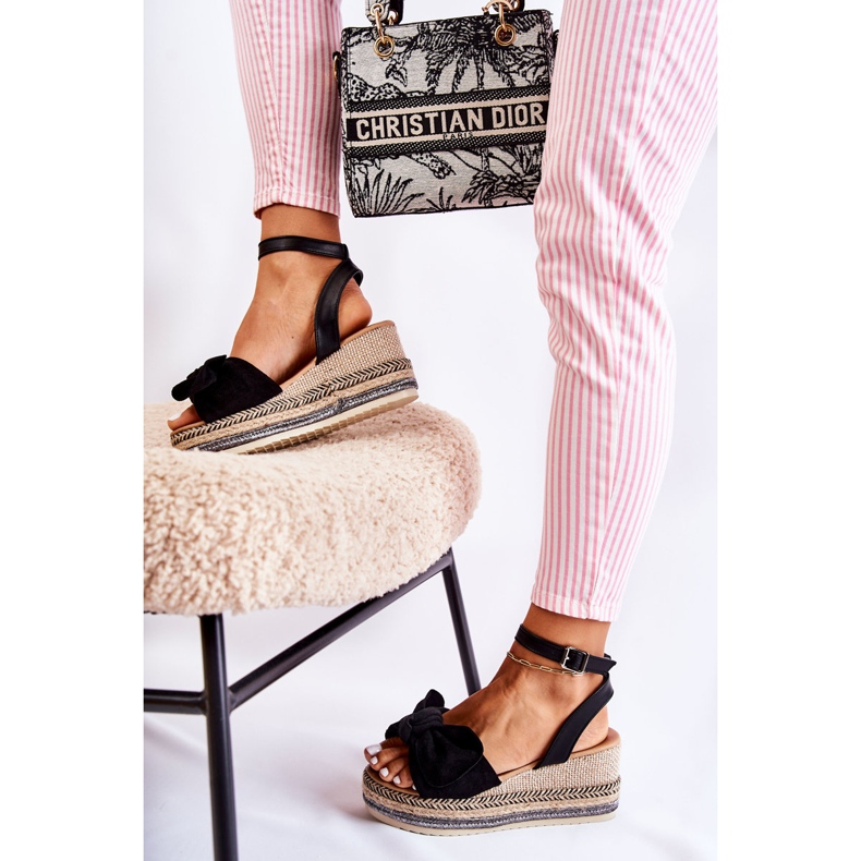 FE1 Sandalias Cuña Ante Negro Natina 2