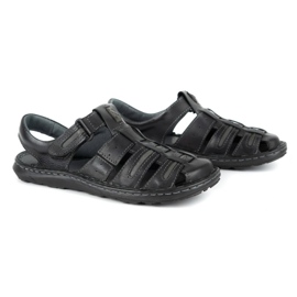 Olivier Sandalias hombre piel verano 230MA negro 2