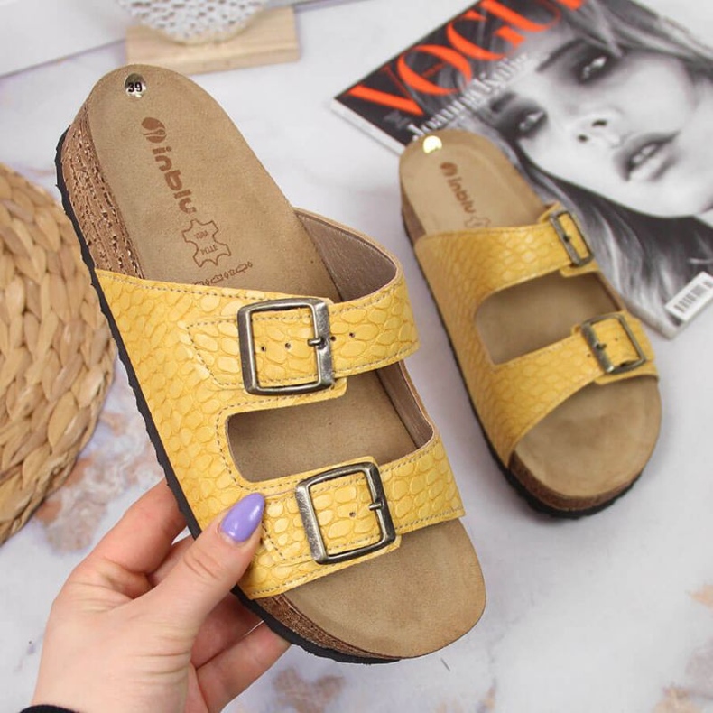Zapatillas casa Inblu W ARC15 amarillas con hebillas amarillo 1