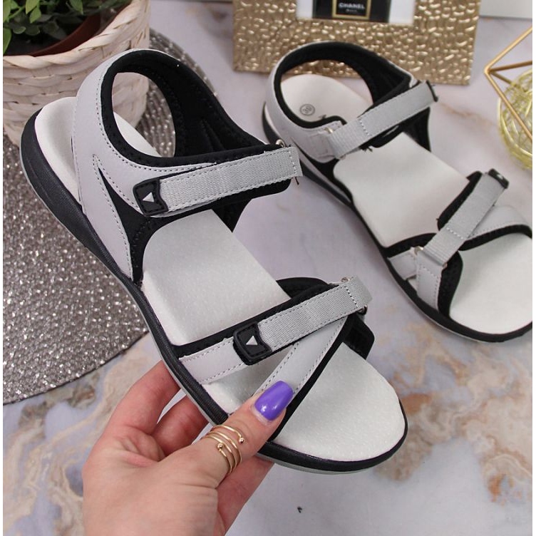 Sandalias deportivas velcro gris W American Club negro 1