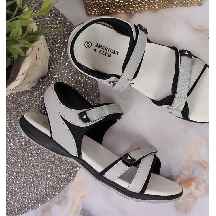 Sandalias deportivas velcro gris W American Club negro 2