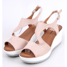 Sandalias cuña Patty Nude beige rosado 3