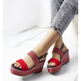 Sandalias cuña Rocha rojas rojo 1