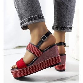 Sandalias cuña Rocha rojas rojo 2