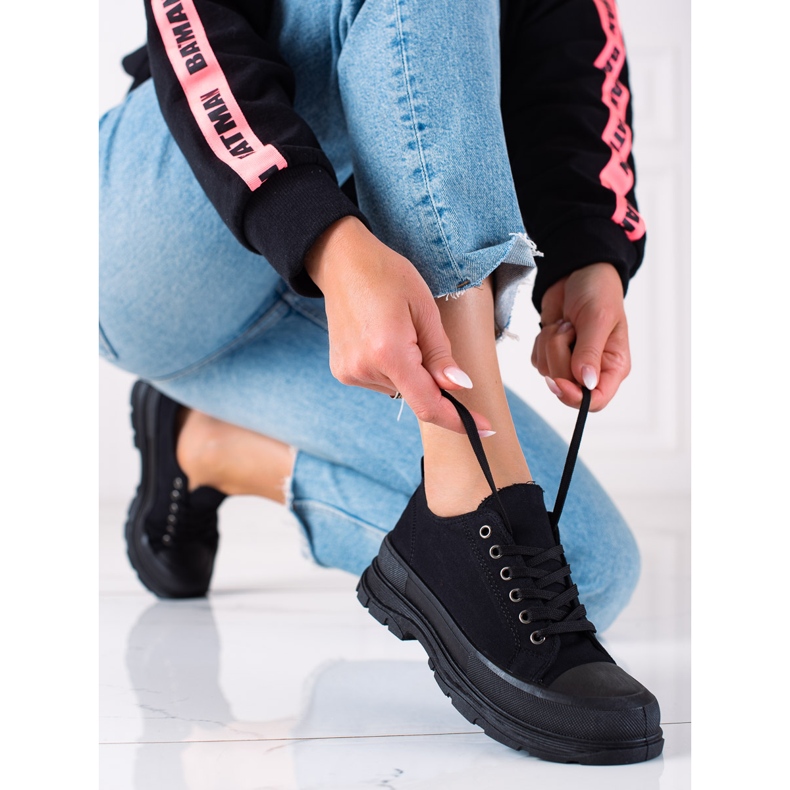 SHELOVET Zapatillas negras en la plataforma negro 1