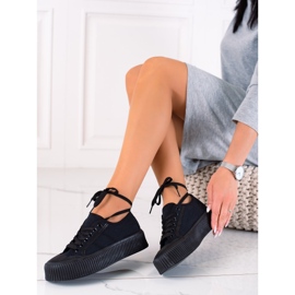 SHELOVET Zapatillas de deporte en una plataforma ancha negro 2