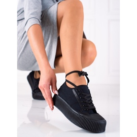 SHELOVET Zapatillas de deporte en una plataforma ancha negro 1