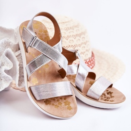 S.Barski Sandalias Infantiles Con Velcro Alise Plata 1