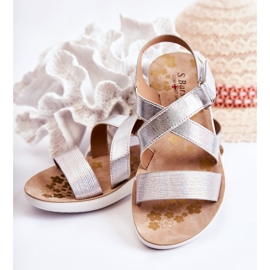 S.Barski Sandalias Infantiles Con Velcro Alise Plata 2