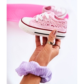 Deportivas Infantiles Con Cordones Blancos Roly-Poly rosado 4