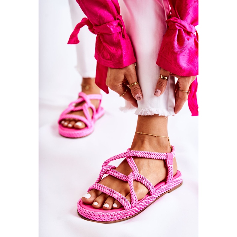 PS1 Sandalias Mujer Moda Trenzado Fucsia Amparo rosa 1
